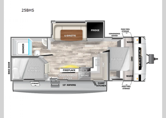 Floorplan - 2025 Tracer 25BHS Travel Trailer