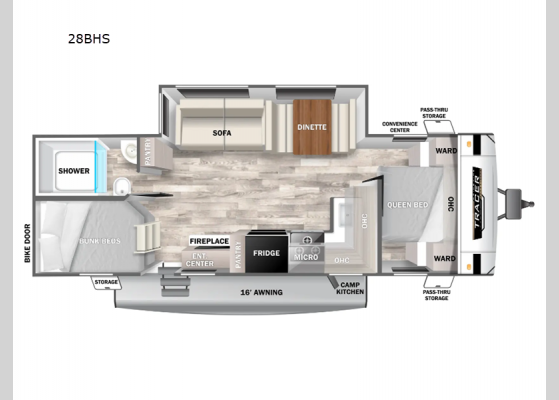 Floorplan - 2025 Tracer 28BHS Travel Trailer