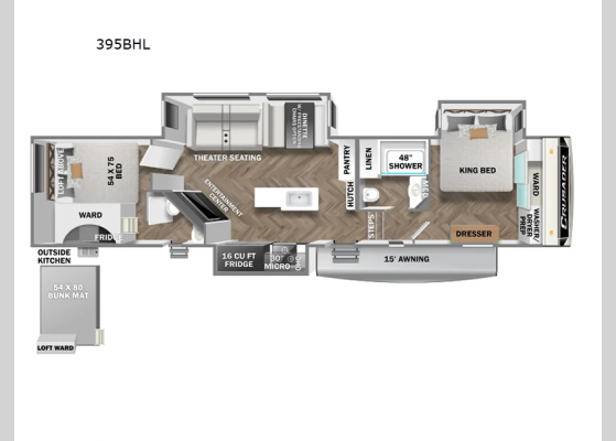 Floorplan - 2025 Crusader 395BHL Fifth Wheel