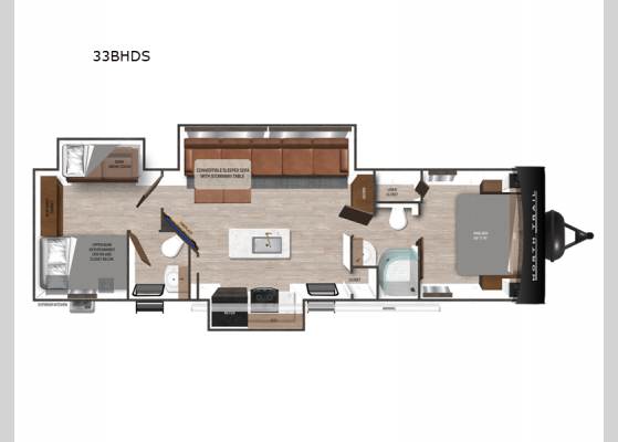 Floorplan - 2025 North Trail 33BHDS Travel Trailer