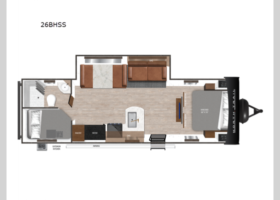 Floorplan - 2025 North Trail 26BHSS Travel Trailer