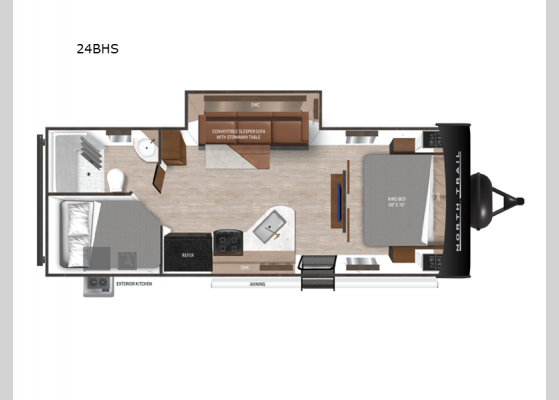 Floorplan - 2025 North Trail 24BHS Travel Trailer