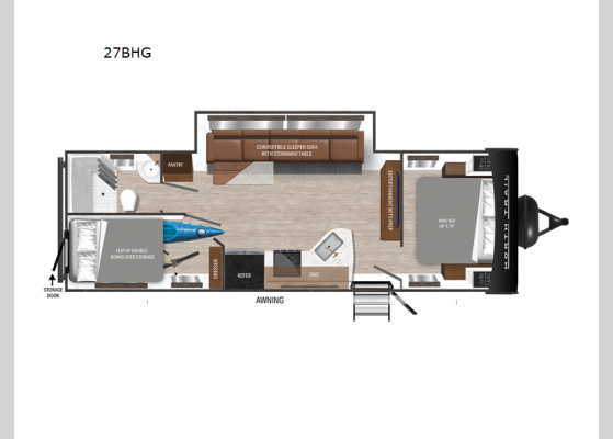 Floorplan - 2025 North Trail 27BHG Travel Trailer