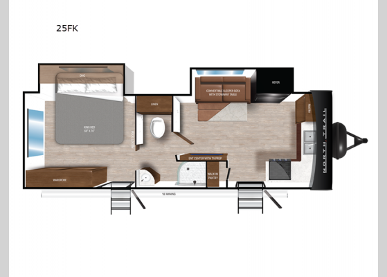 Floorplan - 2025 North Trail 25FK Travel Trailer