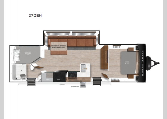 Floorplan - 2025 North Trail 27DBH Travel Trailer