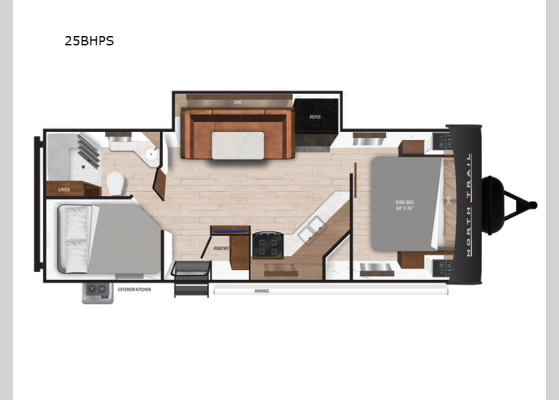 Floorplan - 2025 North Trail 25BHPS Travel Trailer