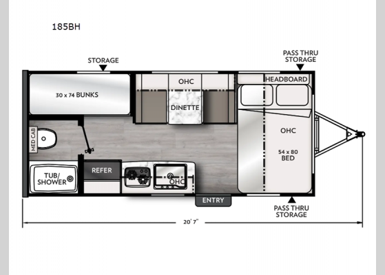 Floorplan - 2025 Apex Nano 185BH Travel Trailer