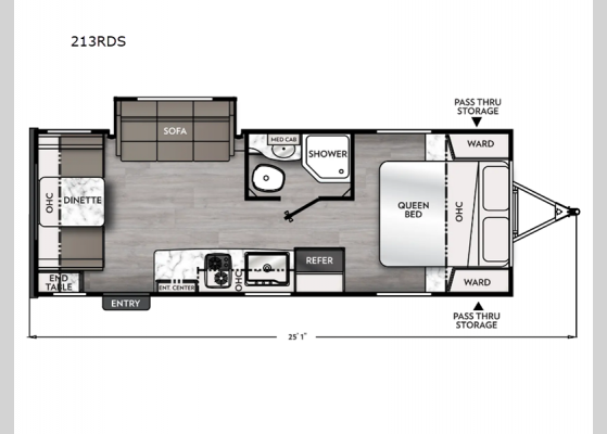 Floorplan - 2025 Apex Nano 213RDS Travel Trailer