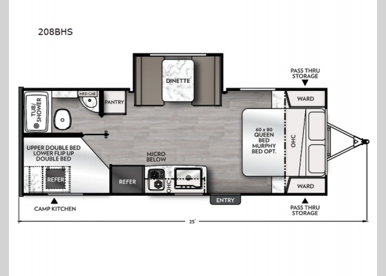 Floorplan - 2025 Apex Nano 208BHS Travel Trailer