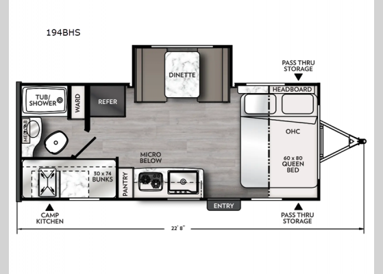 Floorplan - 2025 Apex Nano 194BHS Travel Trailer