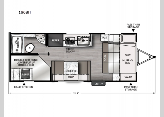 Floorplan - 2025 Apex Nano 186BH Travel Trailer