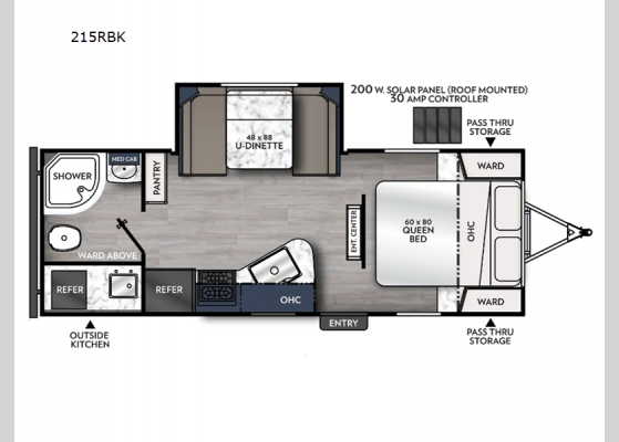 Floorplan - 2025 Apex Ultra-Lite 215RBK Travel Trailer