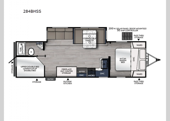 Floorplan - 2025 Apex Ultra-Lite 284BHSS Travel Trailer