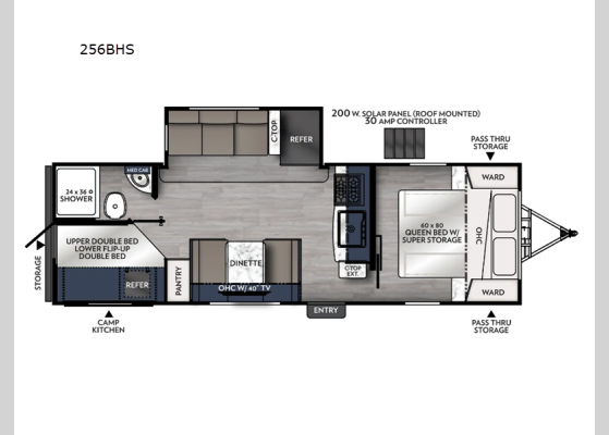 Floorplan - 2025 Apex Ultra-Lite 256BHS Travel Trailer