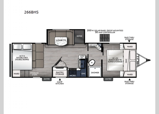 Floorplan - 2025 Apex Ultra-Lite 266BHS Travel Trailer