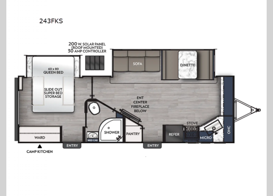 Floorplan - 2025 Apex Ultra-Lite 243FKS Travel Trailer