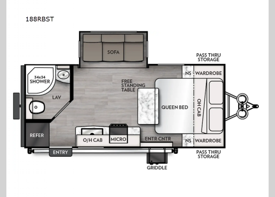 Floorplan - 2025 Apex Ultra-Lite 188RBST Travel Trailer