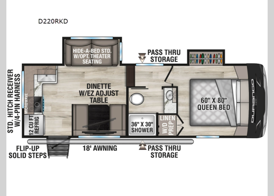 Floorplan - 2026 Durango Half-Ton D220RKD Fifth Wheel