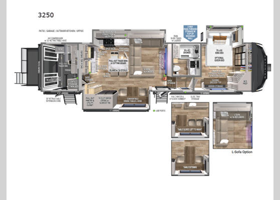 Floorplan - 2025 Model G 3250 Toy Hauler Fifth Wheel