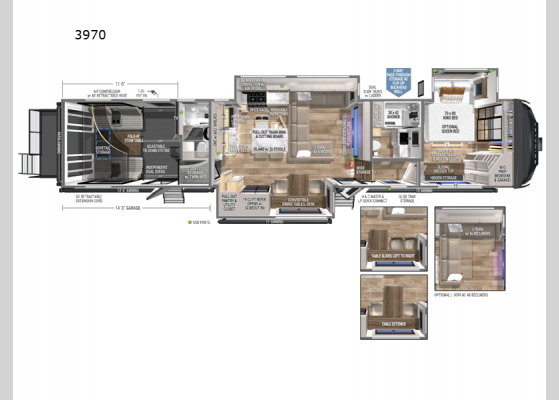 Floorplan - 2025 Model G 3970 Toy Hauler Fifth Wheel