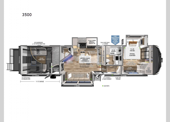 Floorplan - 2025 Model G 3500 Toy Hauler Fifth Wheel