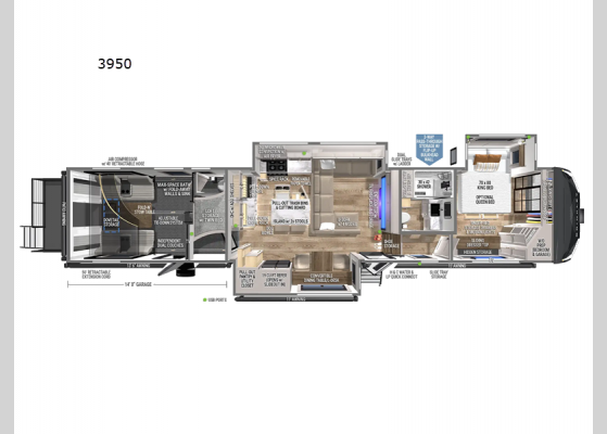 Floorplan - 2025 Model G 3950 Toy Hauler Fifth Wheel