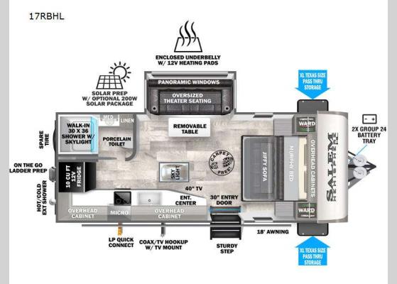 Floorplan - 2024 Salem Hemisphere Hyper-Lyte 17RBHL Travel Trailer