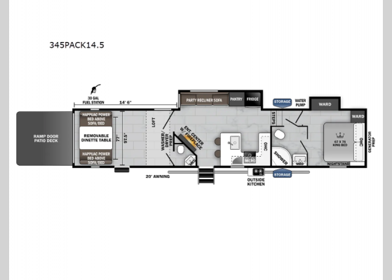 Floorplan - 2024 Cherokee Wolf Pack 345PACK14.5 Toy Hauler Fifth Wheel