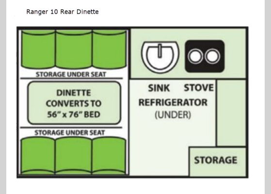 Floorplan - 2025 Ranger 10 Rear Dinette A-Frames