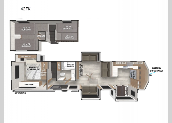 Floorplan - 2025 Salem Grand Villa 42FK Destination Trailer