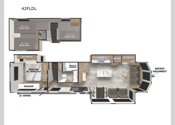 Floorplan - 2025 Salem Grand Villa 42FLDL Destination Trailer