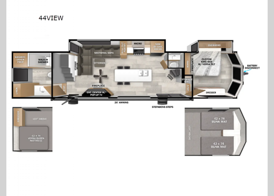 Floorplan - 2025 Salem Grand Villa 44VIEW Destination Trailer