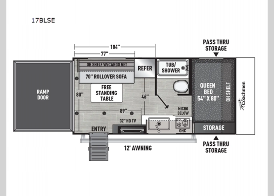 Floorplan - 2024 Freedom Express Blast 17BLSE Toy Hauler Travel Trailer