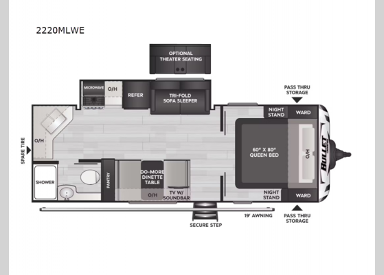 Floorplan - 2025 Bullet Crossfire 2220MLWE Travel Trailer