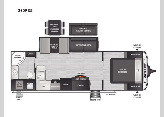 Floorplan - 2025 Bullet Crossfire 260RBS Travel Trailer