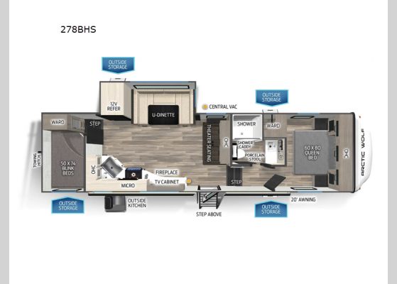 Floorplan - 2025 Cherokee Arctic Wolf 278BHS Fifth Wheel