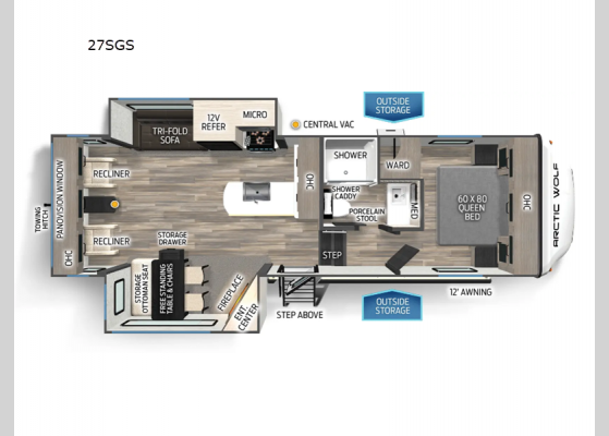 Floorplan - 2025 Cherokee Arctic Wolf 27SGS Fifth Wheel