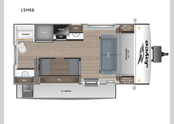 Floorplan - 2025 Jay Feather Air 15MRB Travel Trailer