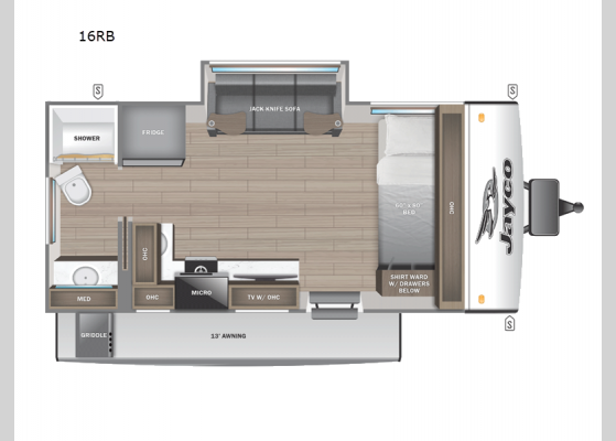 Floorplan - 2025 Jay Feather Air 16RB Travel Trailer