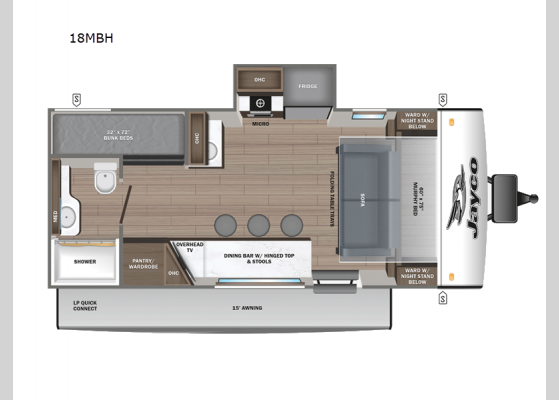 Floorplan - 2025 Jay Feather Air 18MBH Travel Trailer