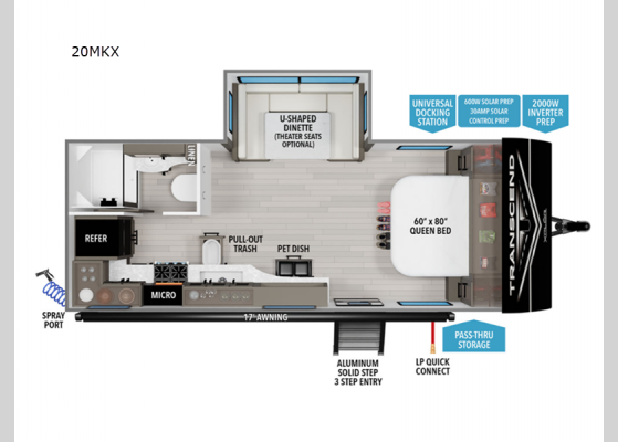 Floorplan - 2025 Transcend Xplor 20MKX Travel Trailer