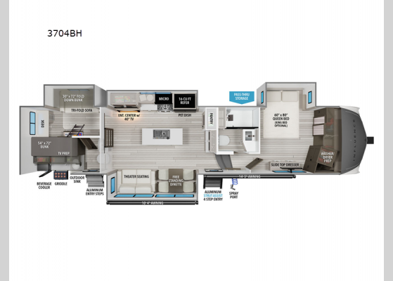 Floorplan - 2025 Influence 3704BH Fifth Wheel