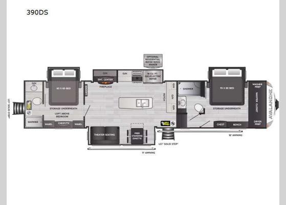 Floorplan - 2024 Avalanche 390DS Fifth Wheel