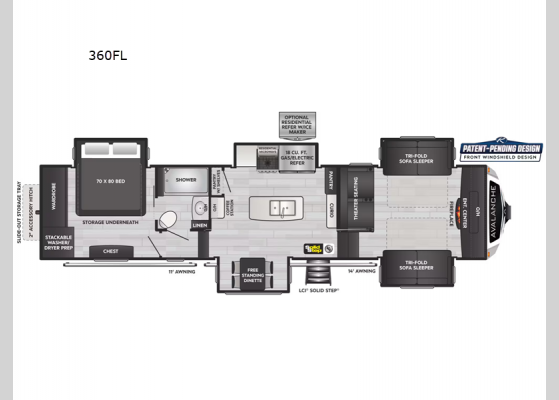 Floorplan - 2024 Avalanche 360FL Fifth Wheel