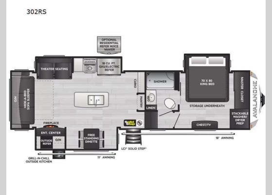 Floorplan - 2024 Avalanche 302RS Fifth Wheel