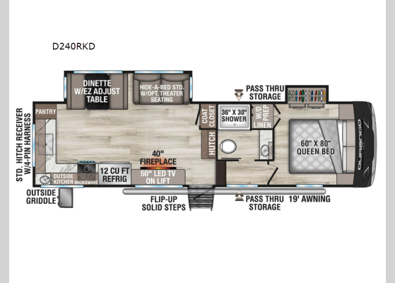 Floorplan - 2026 Durango Half-Ton D240RKD Fifth Wheel