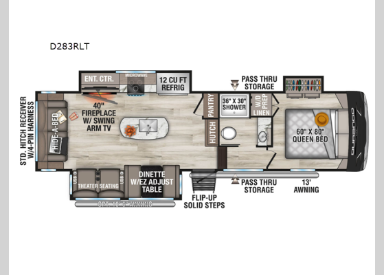 Floorplan - 2026 Durango Half-Ton D283RLT Fifth Wheel