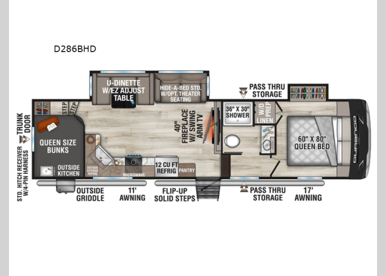 Floorplan - 2026 Durango Half-Ton D286BHD Fifth Wheel