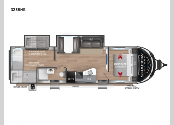 Floorplan - 2023 Shadow Cruiser 325BHS Travel Trailer