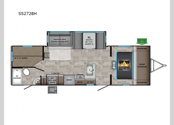 Floorplan - 2024 Sunset Trail SS272BH Travel Trailer